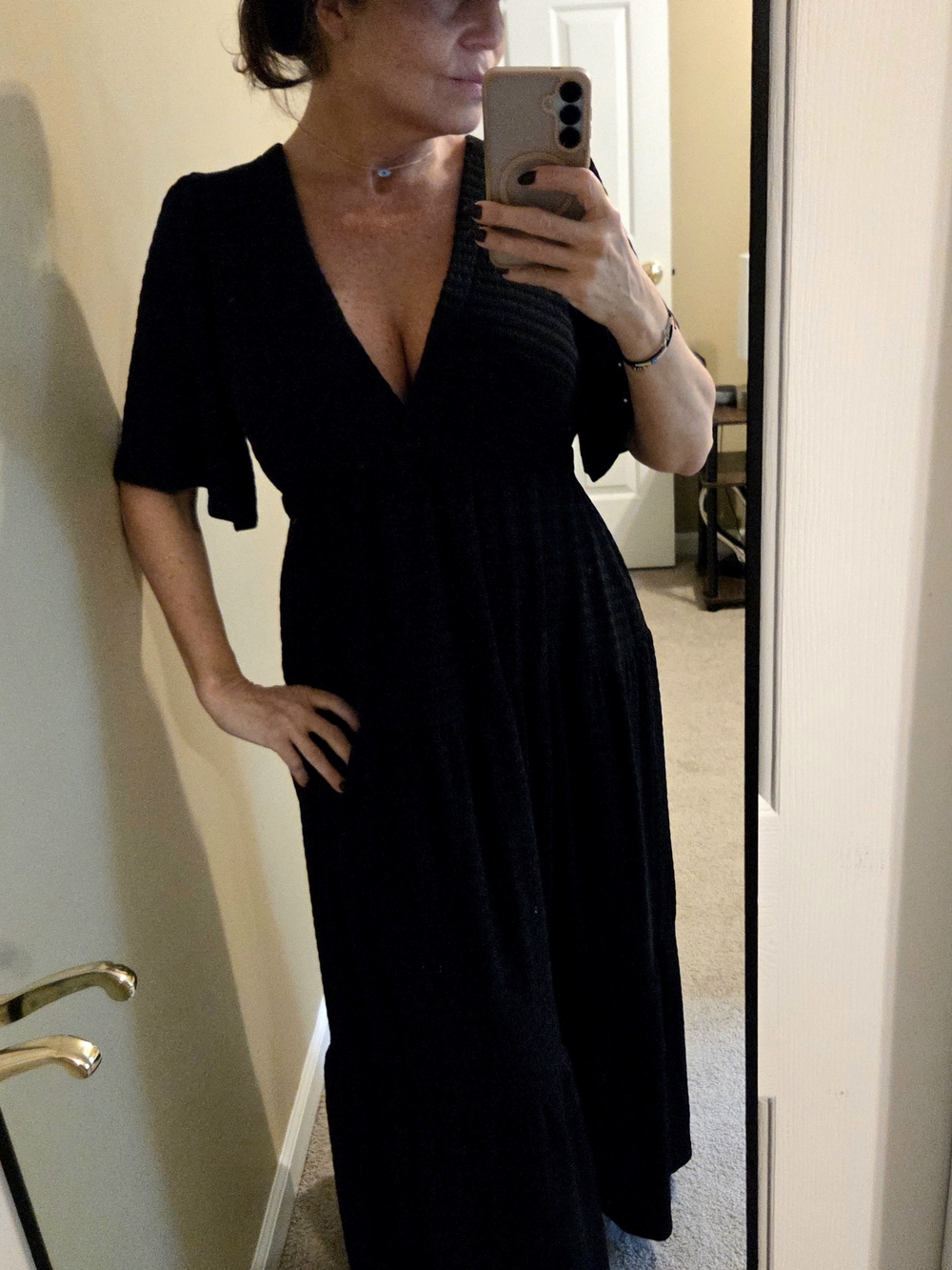 Veronica M Black Kimono Sleeve V-Neck Maxi Dress - Picture 4 of 9